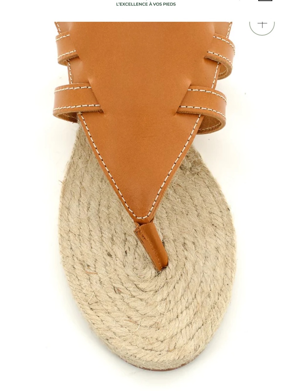Castaner Piara Tan Calfskin Jute Rope Sole Sz 38/7.5-8 Flat Thong Sandal